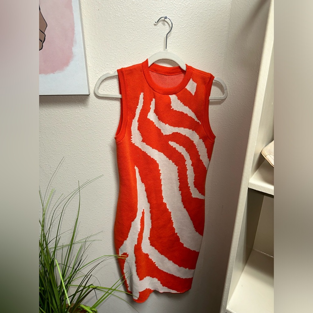 Floerns Women's Zebra Striped Print Sleeveless Bodycon Sweater Mini Dress/Large
